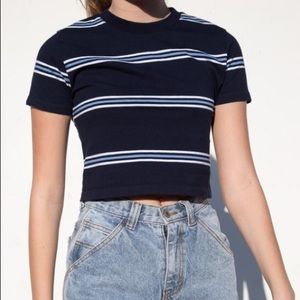 Brandy Melville Striped Short Sleeve Crop Top